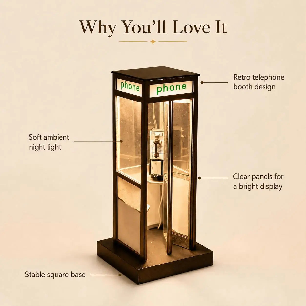 Retro Telephone Booth Night Light