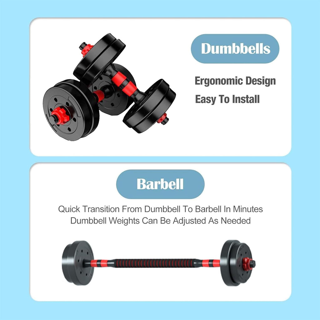 2-in-1 Adjustable Dumbbell & Barbell Set
