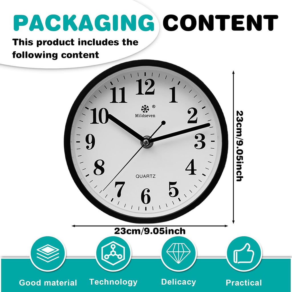 Silent Sweep Wall Clock — 23cm Black