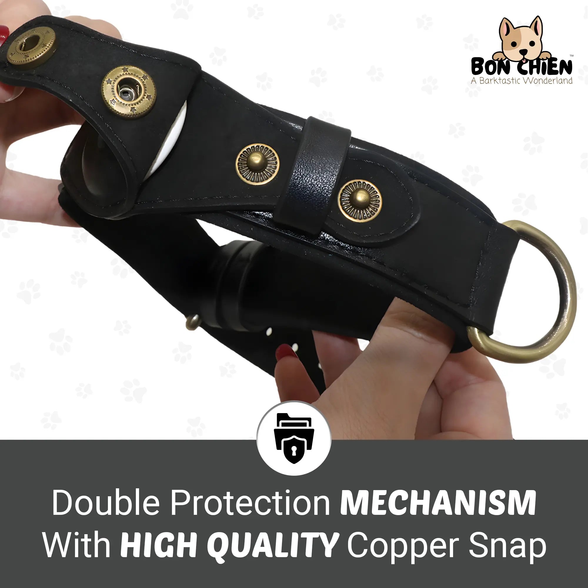 Bon Chien Leather Dog Collar with AirTag Holder