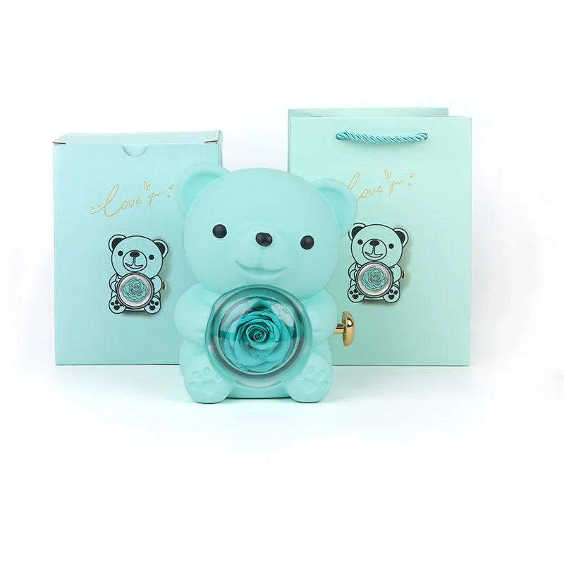Eternal Rose Teddy Bear Necklace Gift Box