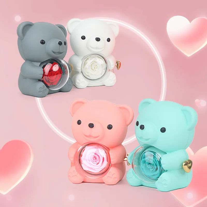 Eternal Rose Teddy Bear Necklace Gift Box