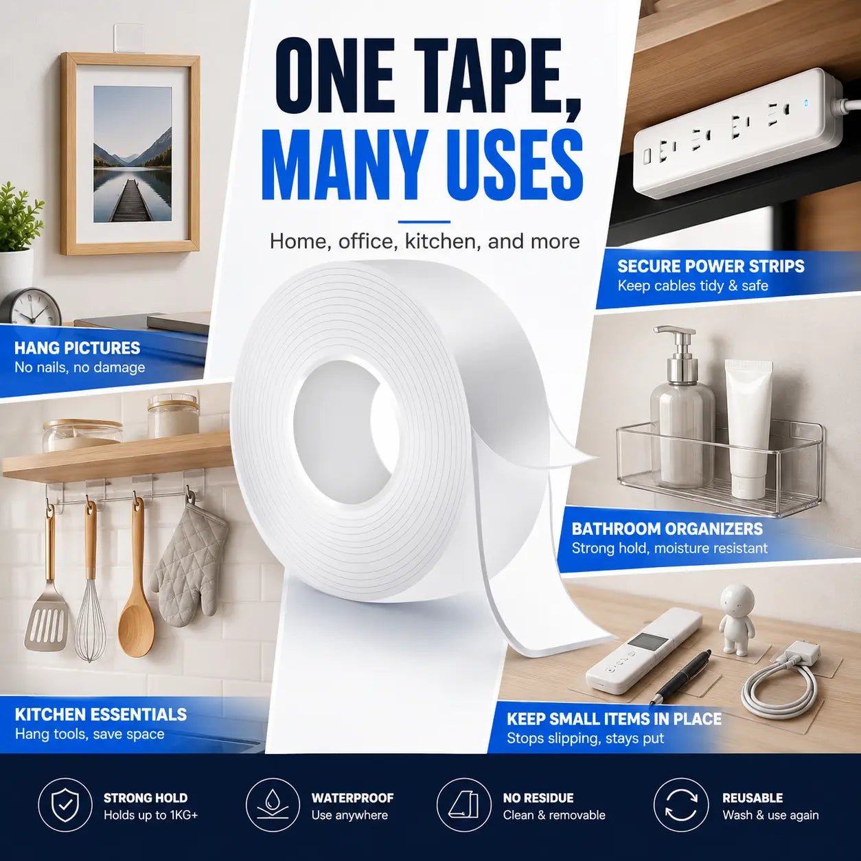 Heavy-Duty Nano Tape — Double-Sided, Residue-Free