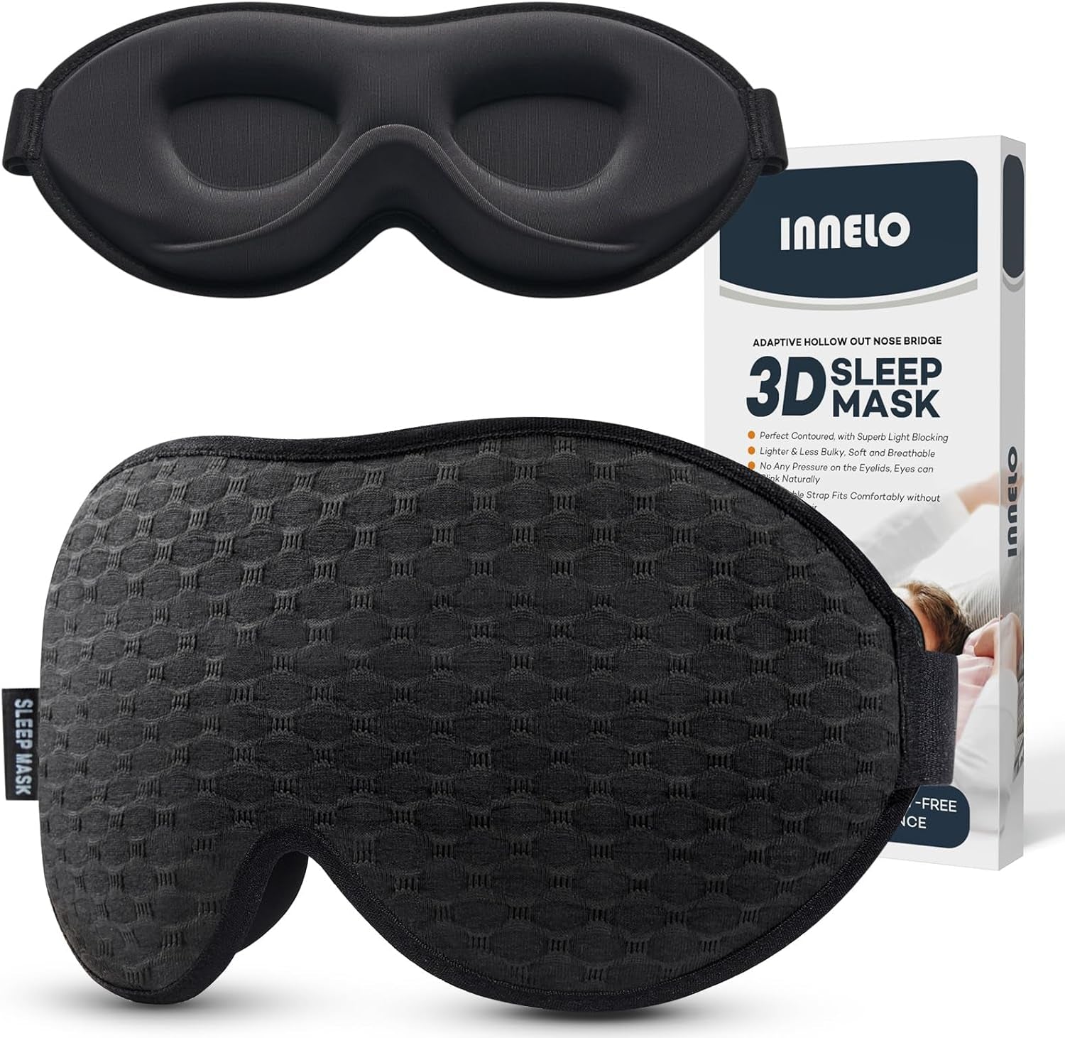 INNELO 3D Memory Foam Sleep Mask — 100% Blackout
