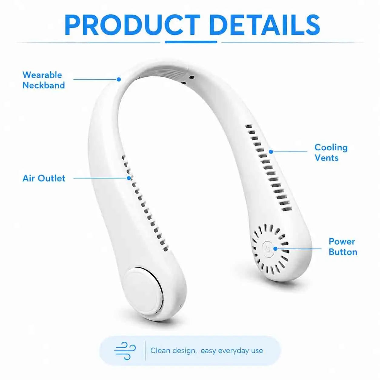 Hands-Free Neck Fan — Lightweight Wearable Cooling