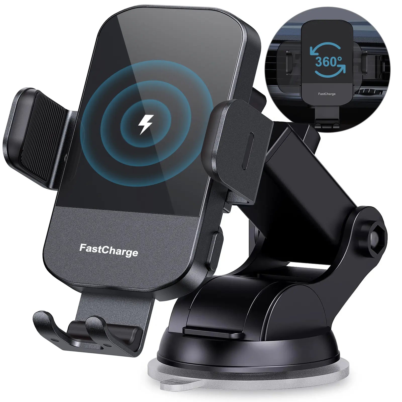 15W Wireless Car Charger with Auto-Clamping Holder
